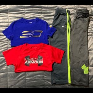 Boys size 7 pants & shirts under armour Nike